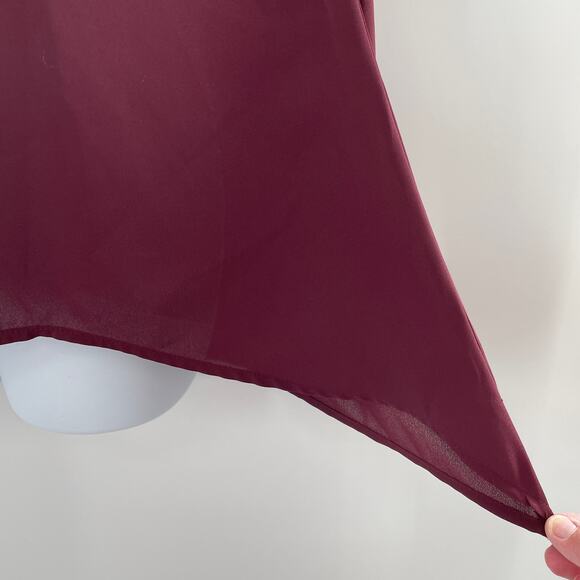 JUICY COUTURE Burgundy Bell Sleeve Rhinestone Trim Keyhole V-Neck Top Blouse XS - Picture 6 of 10